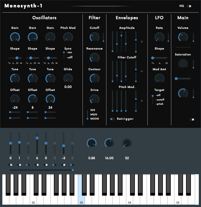 Monosynth-1, an analogue modelled synthesizer VST (C++)